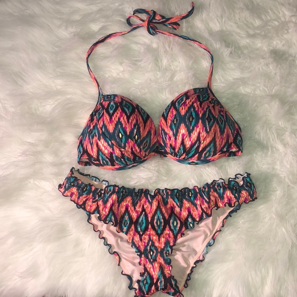 Shade & Shore Other - 🌟SHADE & SHORE Peach & Teal Metallic Gold Bikini